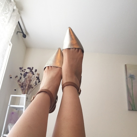 mango gold heels